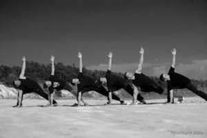 Practicing yoga with fellow yogis