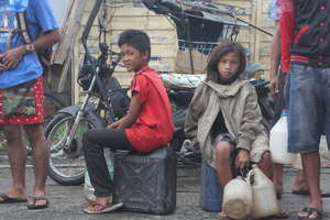 Children in line in Tacloban City