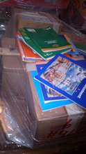 first pallet of school textbooks arrive