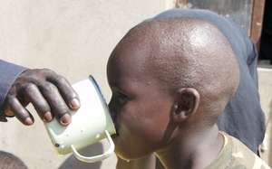 Child drinking clean water