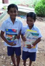 Children are happy to get the books