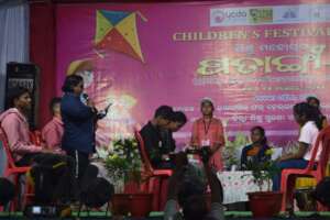 Children celebrating festival with showing talent