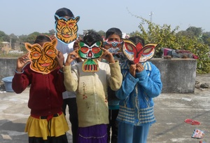 Children made mask by themselves
