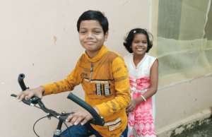 Enjoying riding Bicycle