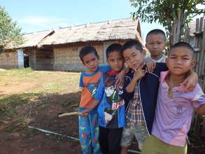 Some of the boys in the camp posing for a picture