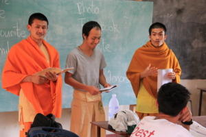 Camp residents practising their English skills