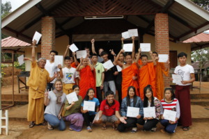 Teachers receive their certificates after training
