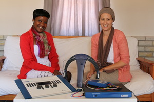 Nella and I with some of the equipment we received