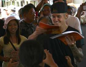 A belieber hands out some of the books