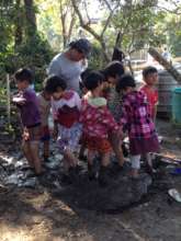 Kachin students making bricks for their school