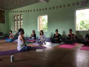 The girls doing their first session of teaching