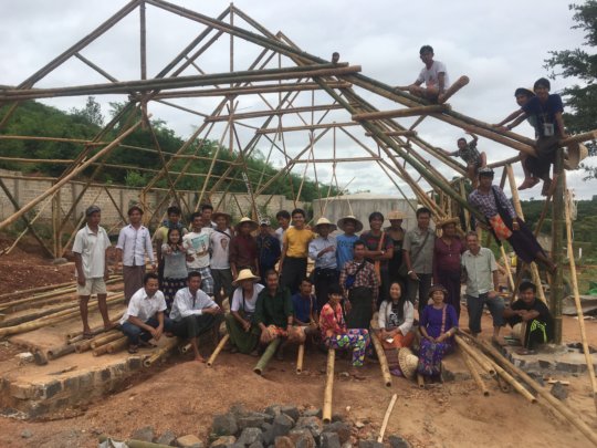 Building the bamboo training centre in dry zone
