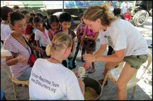 Providing hot meals after the typhoon