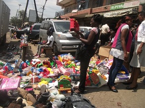 shopping for the toys at the market