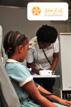 Nokwanda receives treatment in the Wellness Wagon