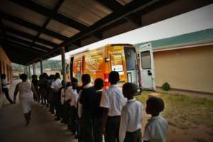 School children waiting for their health checkups