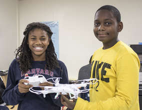 FAME students with their drone project