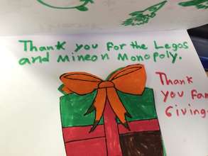 Thank you from a child at Canal Family Support