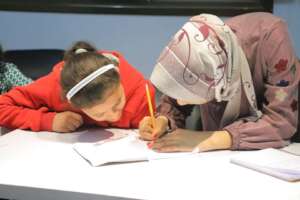 Practicing Arabic calligraphy