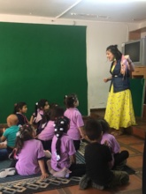Maya with the children at Dheisheh RC