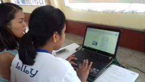 Women using a computer