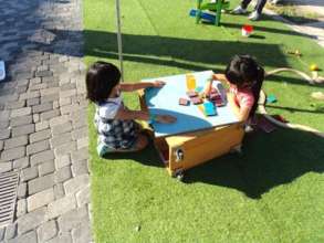 The road turns into a playground