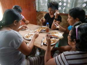 customers eating organic food at the food house
