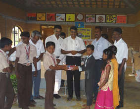 Donors distributing educational materials