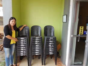 Chairs donated by volunteer Aurore and her friends