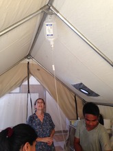 Birth Tent with IV drip hanging