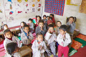 Kindergarten students in an improved classroom