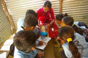 Geography lesson at Gujarpa Lower Secondary School