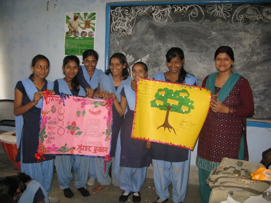Girls make skills projects after reading Be! Books