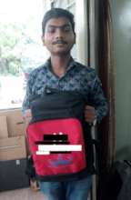 Abhimanyu collecting his school bag