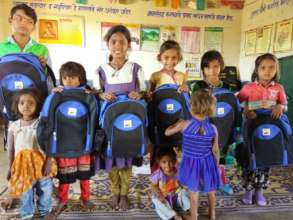 Priya with other children from her school