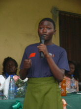 Student speaking at health clinic commissioning