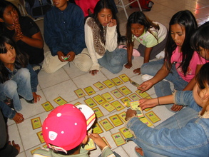 Seri children playing a memory game