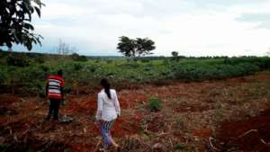 Executive Director Maria on the Suubi farm
