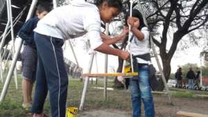 We fixed the swings and painted them