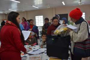Giving out the emergency kits