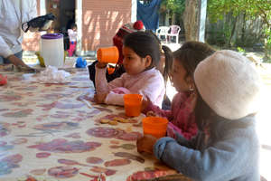 Children with breakfast in our Community Center