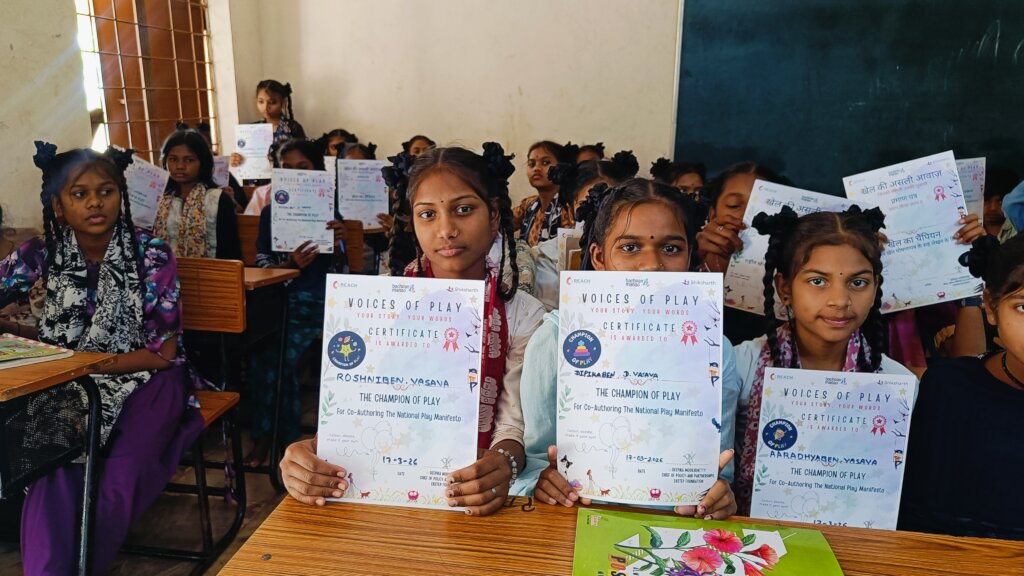Children with their Play Manifesto Certificates