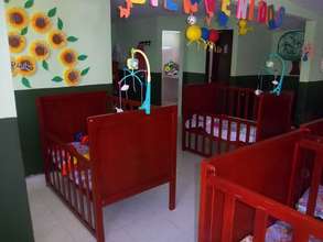 We like the nursery colorful and full of warmth