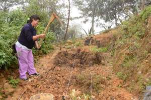 Woman working in her vegetable garden