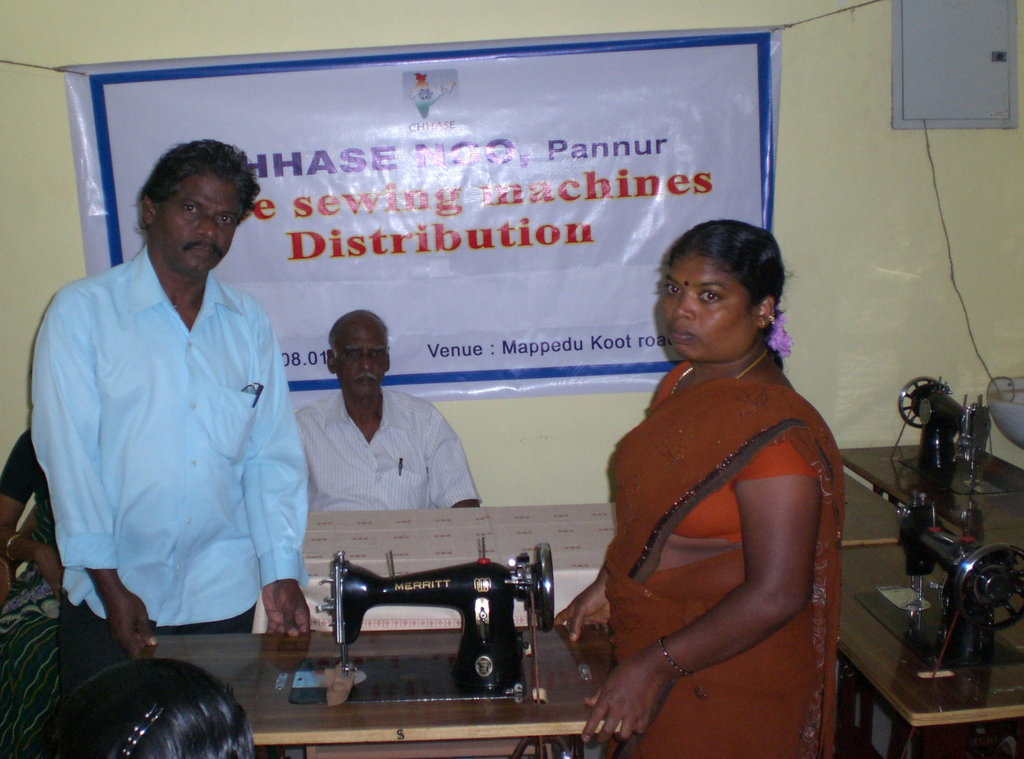 sewing machines to poor women to earn income