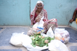 Donating monthly groceries to poor senior citizen