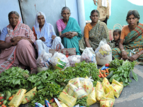 Neglected Elderly Persons getting food provisions