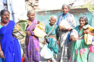Old Age People in India receiving food sponsorship