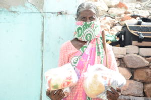 Sponsoring poor oldage woman with monthly grocery