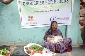 Donating food groceries to poor senior citizens